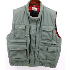 Southern Classics Army Green Flannel Heavy Outdoor Hunting Vest Mens XL Pockets